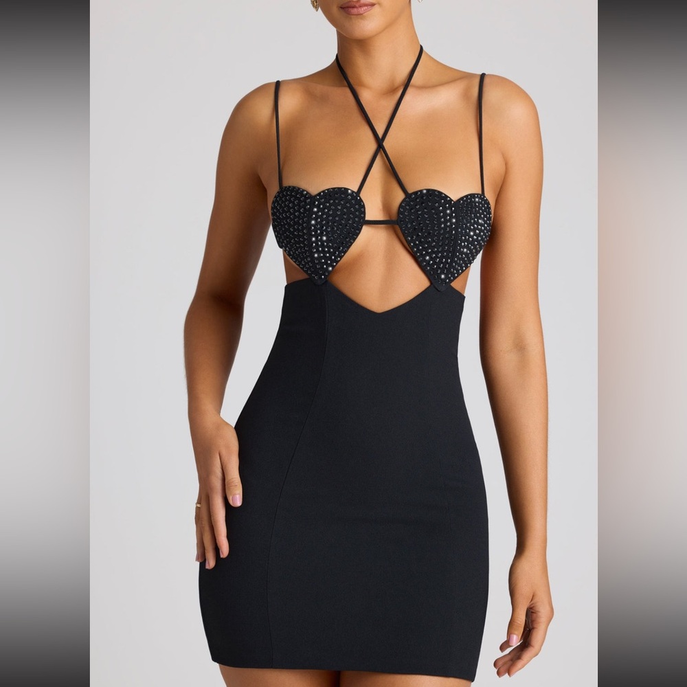 Ohpolly heart black mini dress